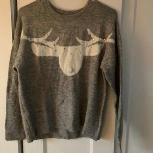 Justice Reindeer Sweater Gray